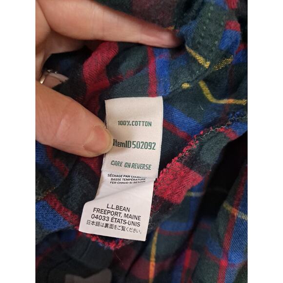 L.L. Bean Relaxed Fit Full Zip Plaid Flannel Hooded Lightweight Jacket Size L - Picture 8 of 9